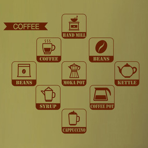 cs087-커피집 아이콘들/그래픽스티커/인테리어/커피/원두/카페/시럽/라벨/티/카푸치노/테이크아웃/꾸미기/데코/