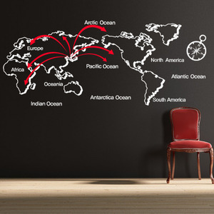 ps019-지도 밖으로/그래픽스티커/아이방꾸미기/인테리어/지도/세계/나라/나침반/레터링/화살표