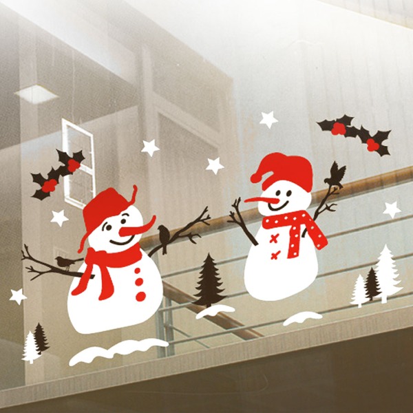 WDC-939 (그래픽스티커 - Snow Bros)  눈사람/크리스마스/크리스마스장식/겨울/성탄절/트리/별/포인트스티커/창문스티커//홈데코/셀프diy