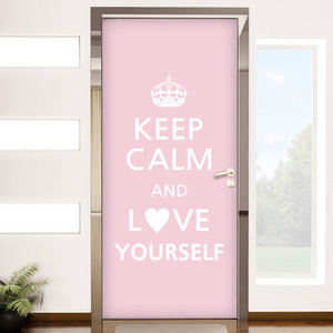 pm105-Keep calm and love yourself(색상시리즈)/현관문방문시트지/현관문시트지/방문시트지/시트지/포인트/레터링/평정심/사랑/하트/love/꿈/keep calm/인테리어/꾸미기/포인트/영국