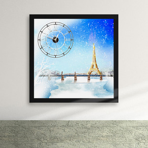 iz160-에펠탑의 설경 액자시계/벽시계/에펠탑/파리/프랑스/설경/액자시계/벽시계/디자인액자시계/벽시계/인테리어액자시계/벽시계/벽면인테리어시계/디자인벽시계