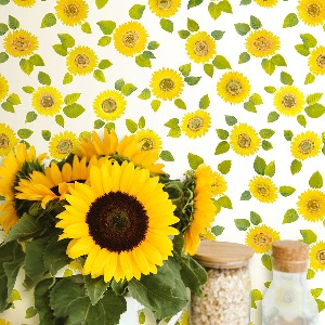 200-2939 해바라기 (수입/포인트시트지 - Sunflower season / 폭45cm / 리폼시트지 / 꽃무늬 / 북유럽 / 셀프인테리어)